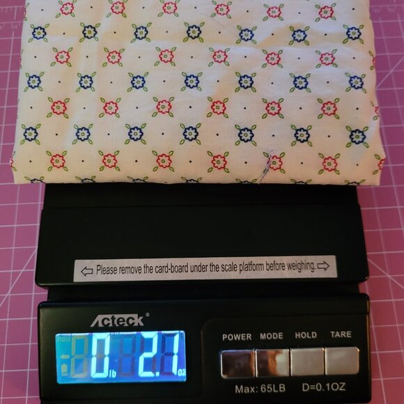 Vintage Tiny Floral Fabric 49" Long by 14" Wide Blue & Red on White - Picture 3 of 3